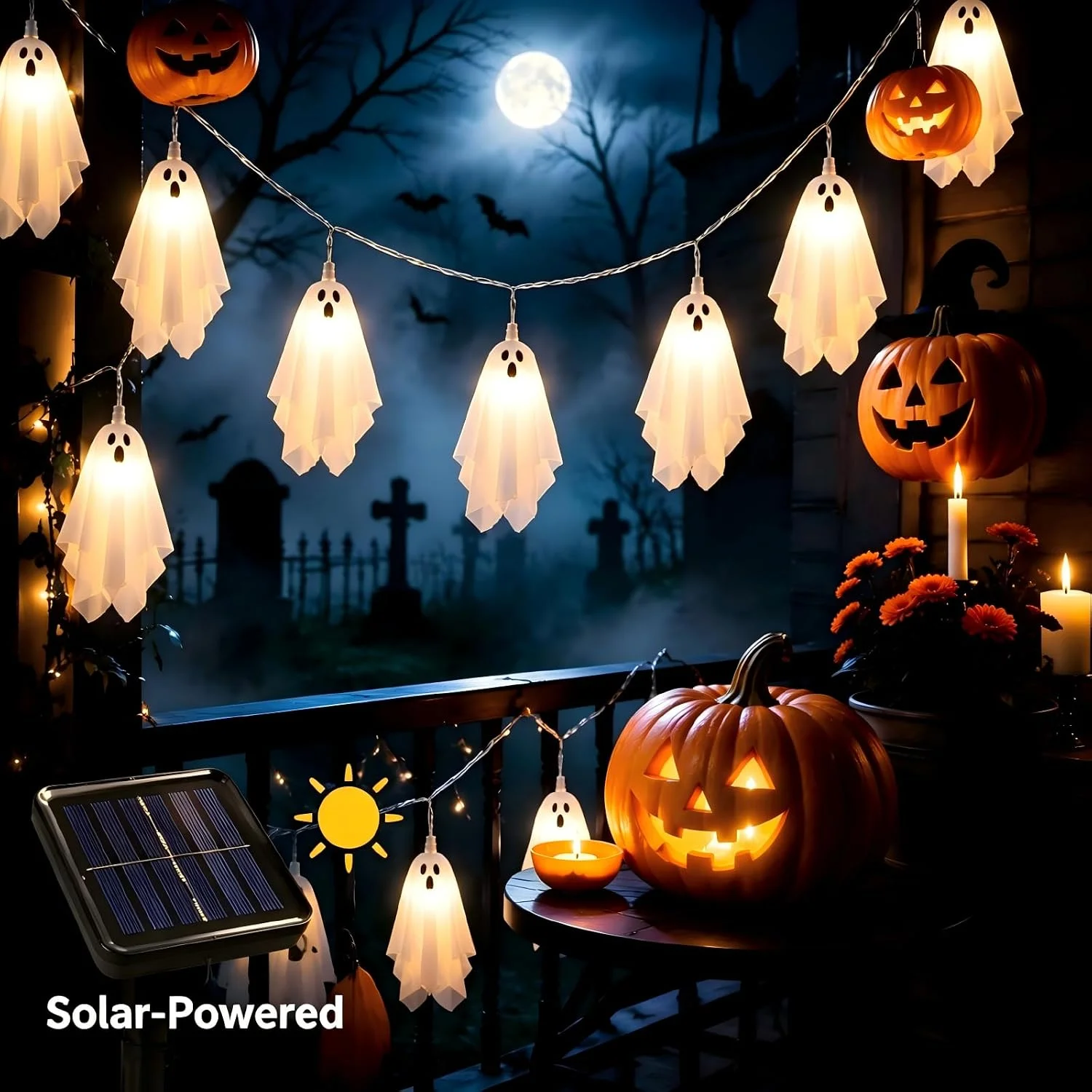 Decorations Outdoor, Solar Ghost Halloween Decor Lights - Image 3