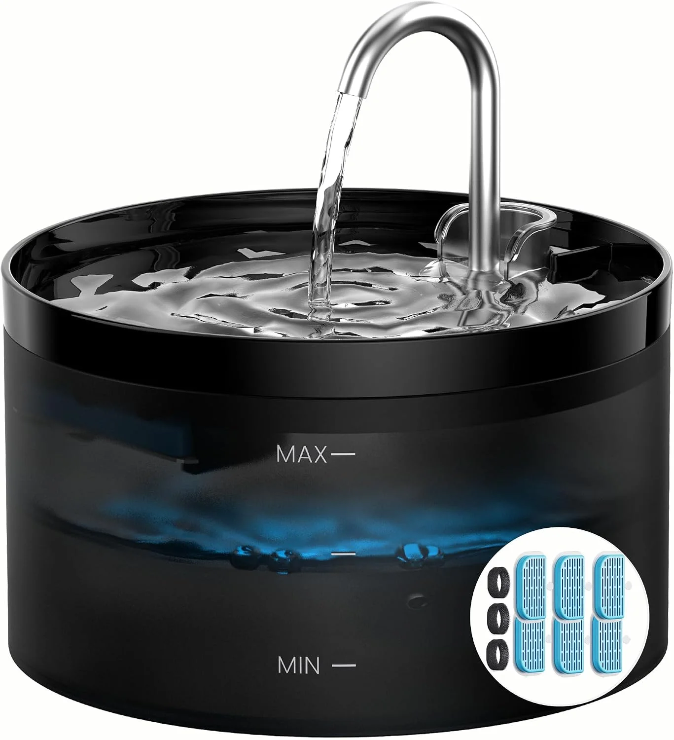 Cat Water Fountain Cat Fountain: GIOTOHUN 2L Water Fountains Indoor Cats - Super Silent Pet Waterer Fountains for Cats - Easy Cleaning - Black - Pets Feeding & Watering Supplies - for Small Animals - Image 2