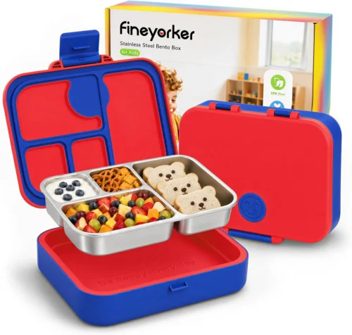 Kids Stainless Steel Bento Lunch Box, 4 Compartments