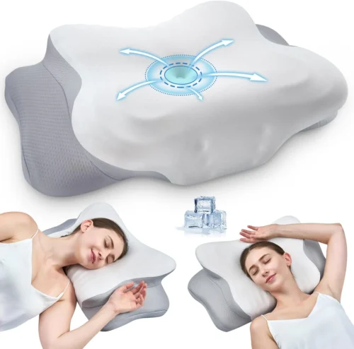 Scozkc Cervical Neck Pillow for Neck Pain - Memory Foam Pillows, White