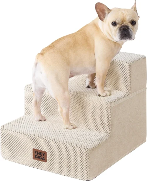 Alternative view of EHEYCIGA Dog Stairs for Small Dogs, 18 Inch H, 4 Steps for Beds, Grey