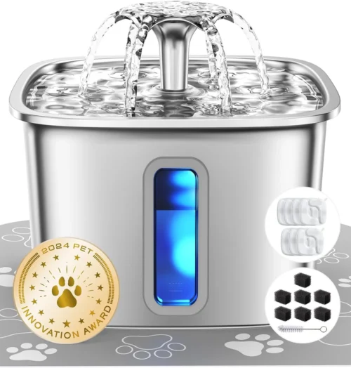 Veken Innovation Award Winner Stainless Steel Cat Water Fountain 3.2L/108oz