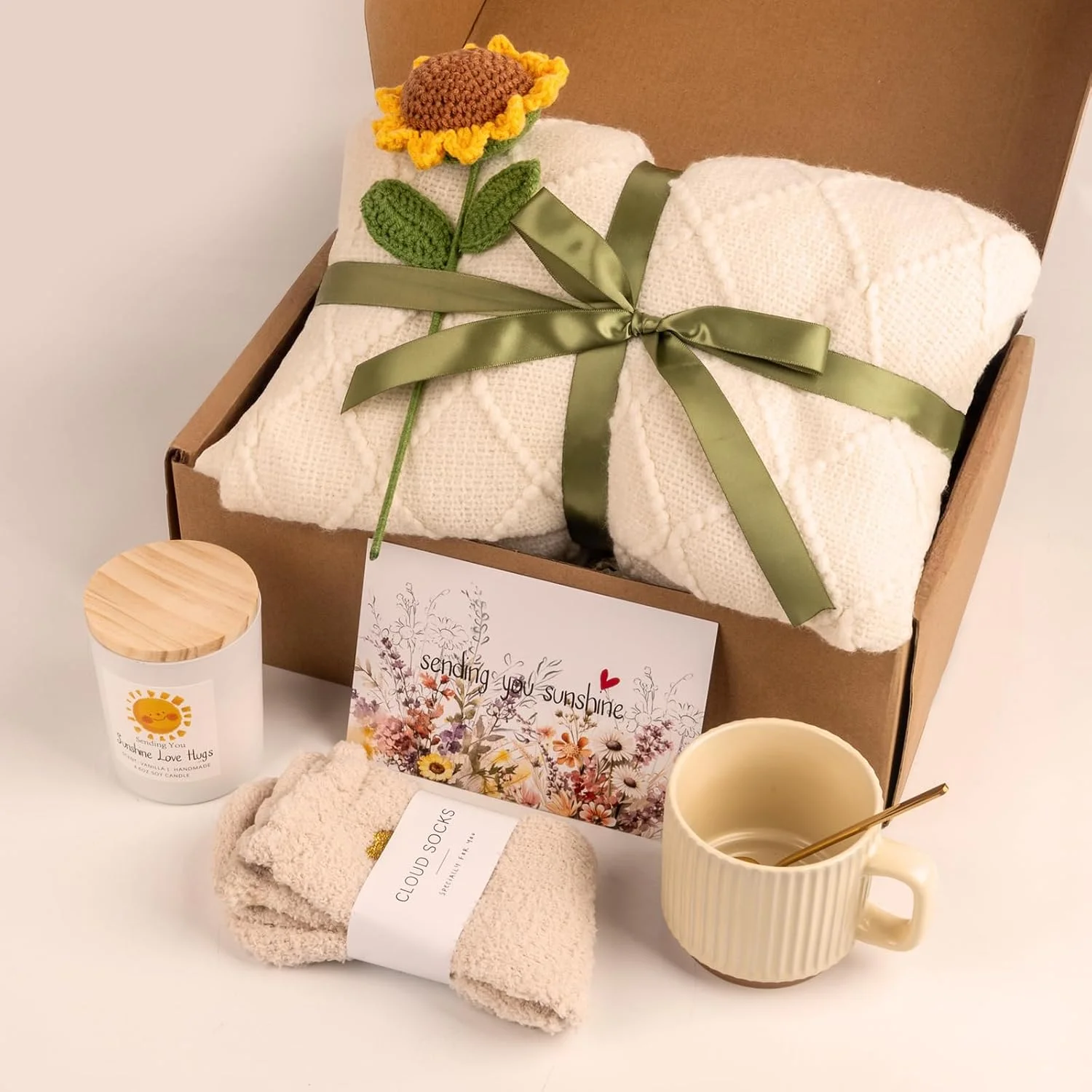 Anforsun Sending Sunshine Sunflower, Thinking of You Care Package Unique Gift Baskets for Women, Best Friend Birthday and Get Well Soon - Image 3