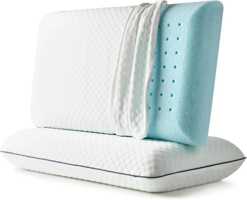 WEEKENDER Ventilated Gel Memory Foam Pillow - Washable Cover - Queen Size(Pack of 1), White