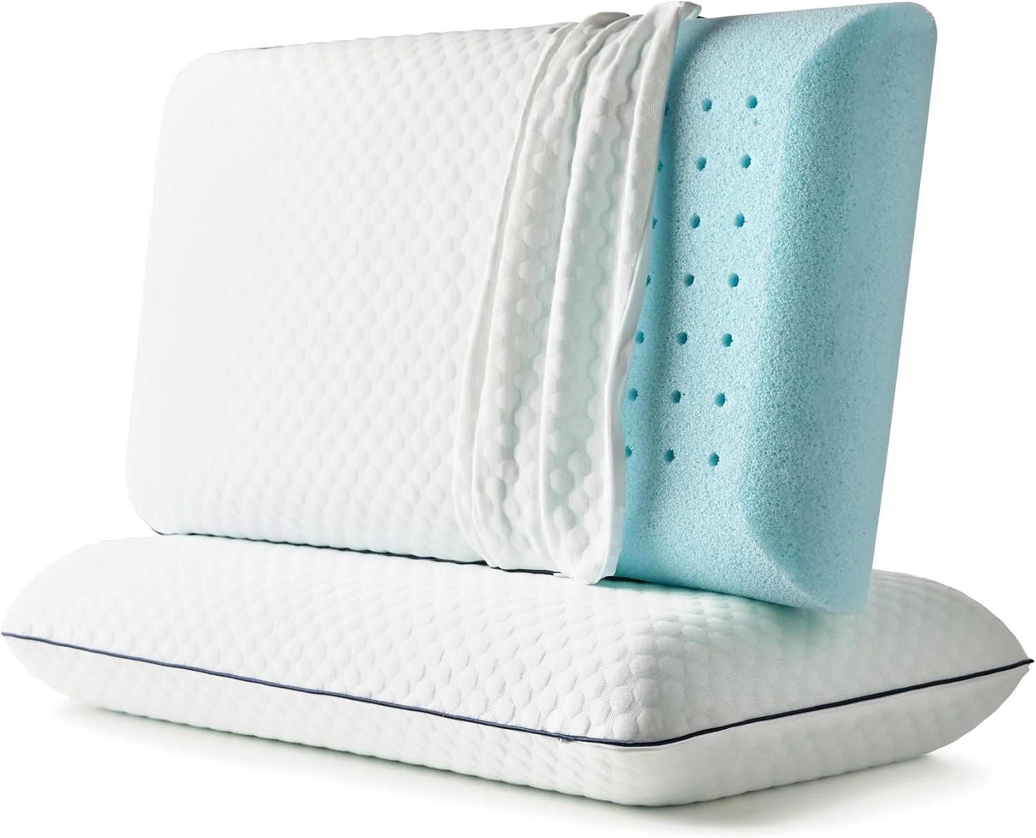 WEEKENDER Ventilated Gel Memory Foam Pillow - Washable Cover - Queen Size(Pack of 1), White