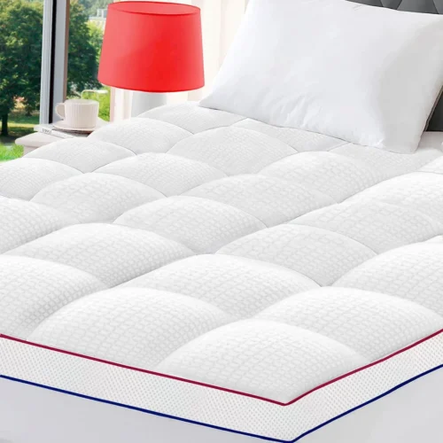 Extra Thick Mattress Topper Double/Full Size Winter Warm Mattress Pad Cover 800GSM 400 TC Breathable Pillow Top 8-21 Inch Elastic Deep Pocket - Overfilled with Down Alternative(54x75White)