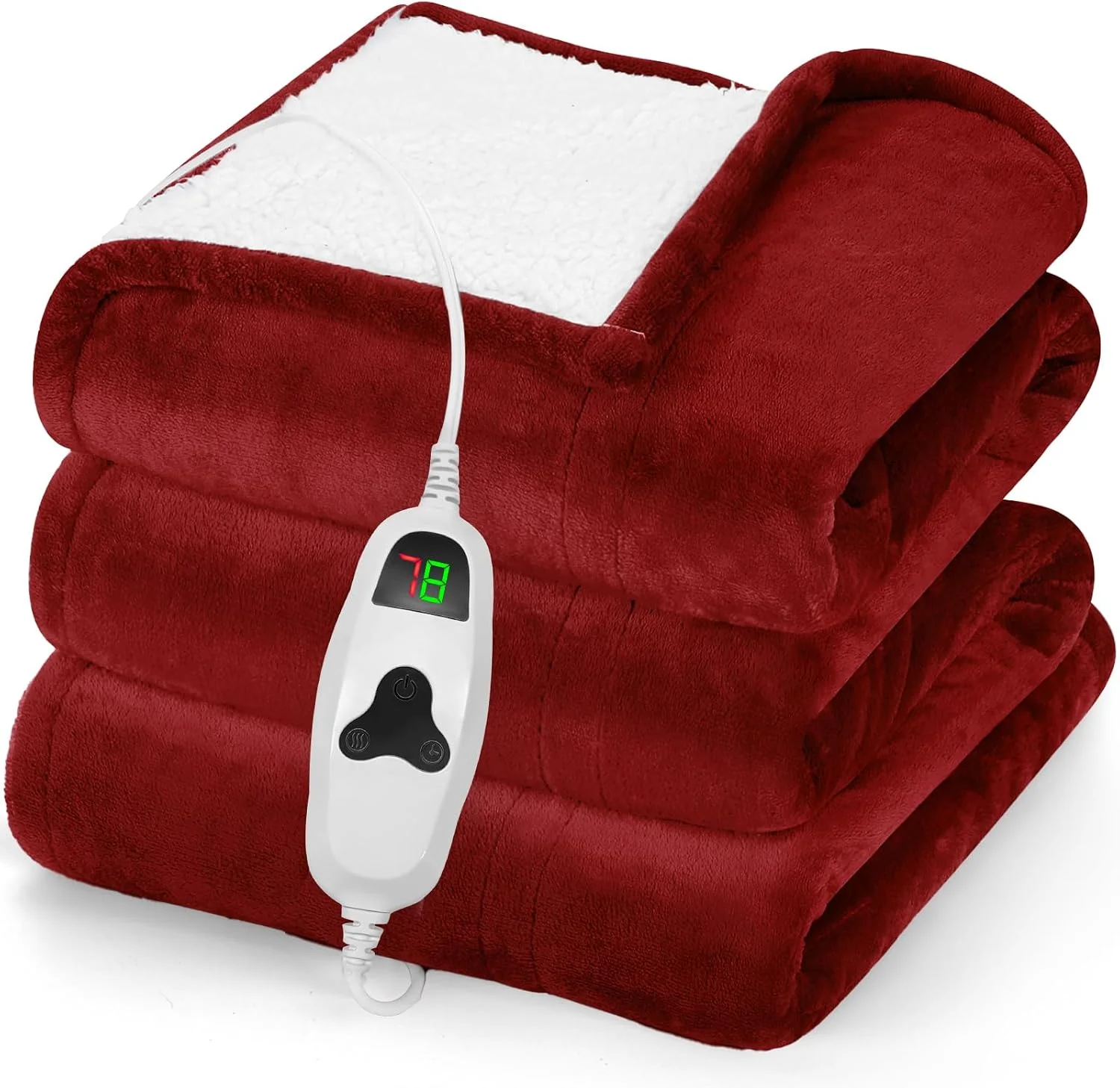 greenoak Heated Blanket Electric Throw 50X60, Heating Blanket with 10 Heat Levels 1/2/4/6/8 Hours Auto-Off, Fleece Soft Sherpa Blanket, Gifts for Grandma Mom Seniors, Misty Grey - Image 3