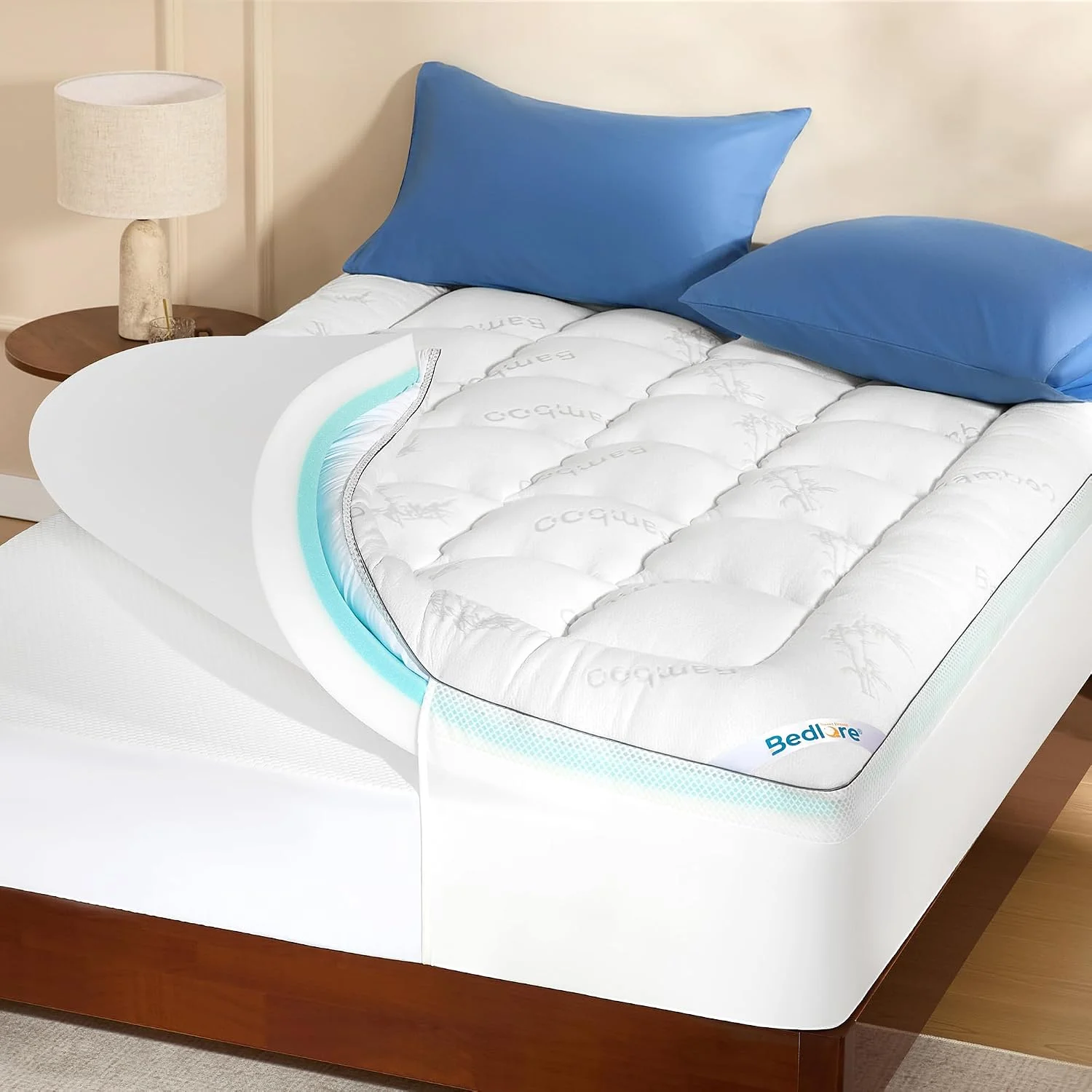 BEDLORE Dual Layer 4 Inch Memory Foam Mattress Topper King Size,Gray - Image 3