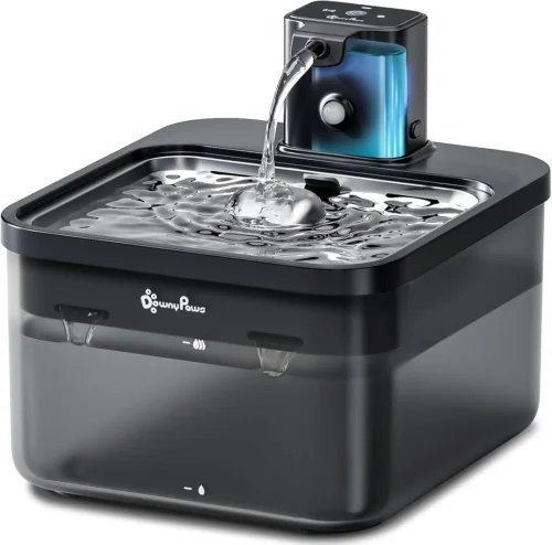 Alternative view of DownyPaws Wireless Cat Water Fountain, Cordless Battery Operated, Black