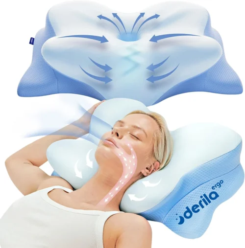 Derila Ergo Cervical Neck Pillow, Memory Foam Contour, 54 x 36 x 12 cm