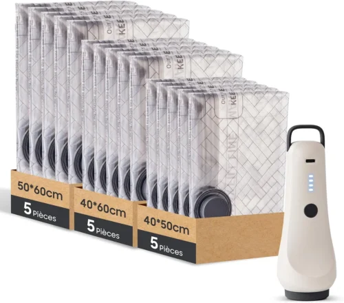 Vacuum Storage Bags,Wireless Electric Air Pump, Portable Electric Pump Vacuum Bags - Maximize Space for Travel & Home (5x 40x50cm, 5x 40x60cm, 5x 50x60cm)