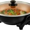 OVENTE Round Electric Skillet, 11.5 Nonstick Frying Pan, Black SK11112B