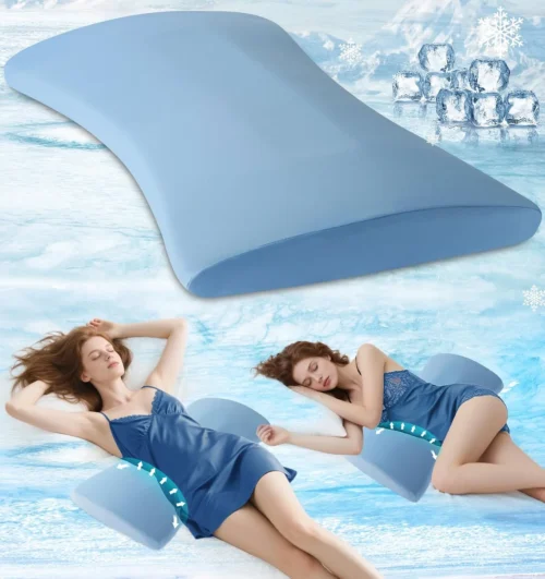 Lumbar Support Pillow for Bed – Memory Foam Lower Back Pain Relief Pillow for Sleeping, Ergonomic Lumbar Pillow for Side & Back Sleepers, Sciatica & Hip Pain Relief, Washable Cooling Cover Chair Pads