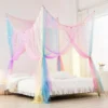 Bed Canopy, Canopy Bed Curtains Bed Drapes for Full Queen King Size Bed, Mosquito Net Bed Curtains for Patio Indoor Outdoor Net