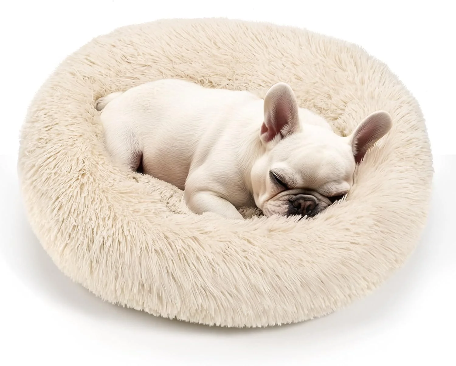 Dog & Cat Bed, 20in Cat Beds for Indoor Cats, Calming Donut Bed for Puppy and Kitten, Washable Round Fluffy Pet Bed for Small Medium Dogs and Cats (Light Grey) - Image 3