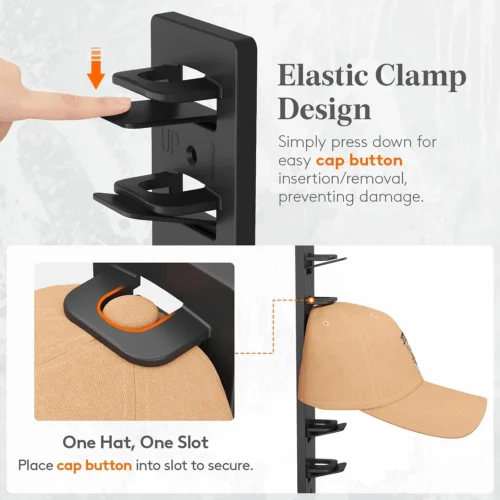 Alternative view of Lifewit Wall-Mounted Hat Organizer, 20 Baseball Caps Storage with Clamps