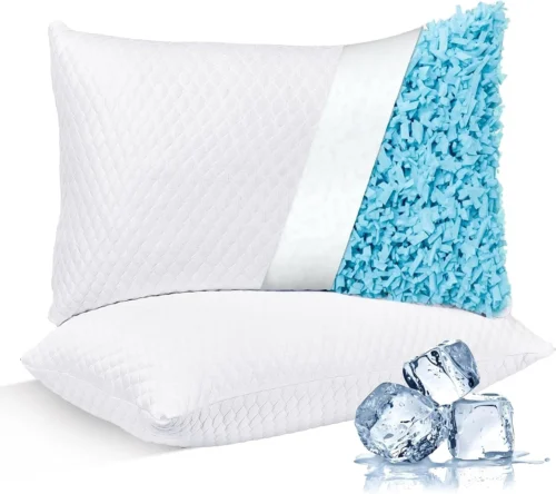 Alternative view of NTCOCO Shredded Memory Foam Bed Pillows for Sleeping Queen Size Set of 2,with Washable Removable Hypoallergenic Sleep Pillow for Back and Side Sleeper