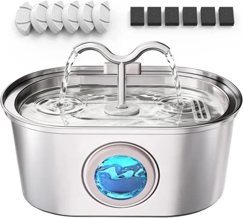 Alternative view of 3.2L/108oz Cat Water Fountain Stainless Steel Pet Fountain