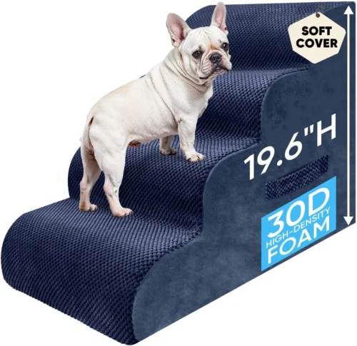 Alternative view of PAWSCRAT 4-Step Pet Stairs for High Beds & Sofas, 19.6''H Dog Stairs, Grey