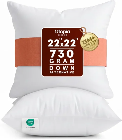 Alternative view of Utopia Bedding Throw Pillows Insert (Pack of 2, White) - 18 x 18 Inches Bed and Couch Pillows - Indoor Decorative Pillow