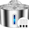 Cat Water Fountain Stainless Steel 74oz/2.2L with 3 Filters & 3 Sponges