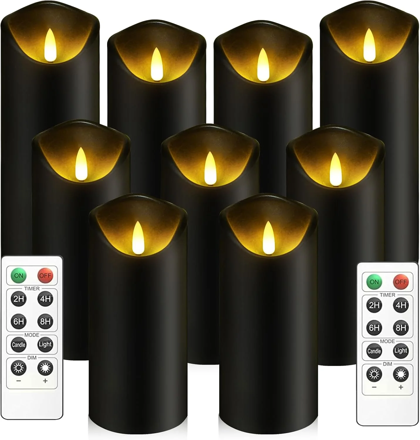 Flickering Flameless Candles Battery Operated with Remote and 2/4/6/8 H Timer Acrylic Led Pillar Candles Pack of 9 (appr D2.3xH5.56.57.5)