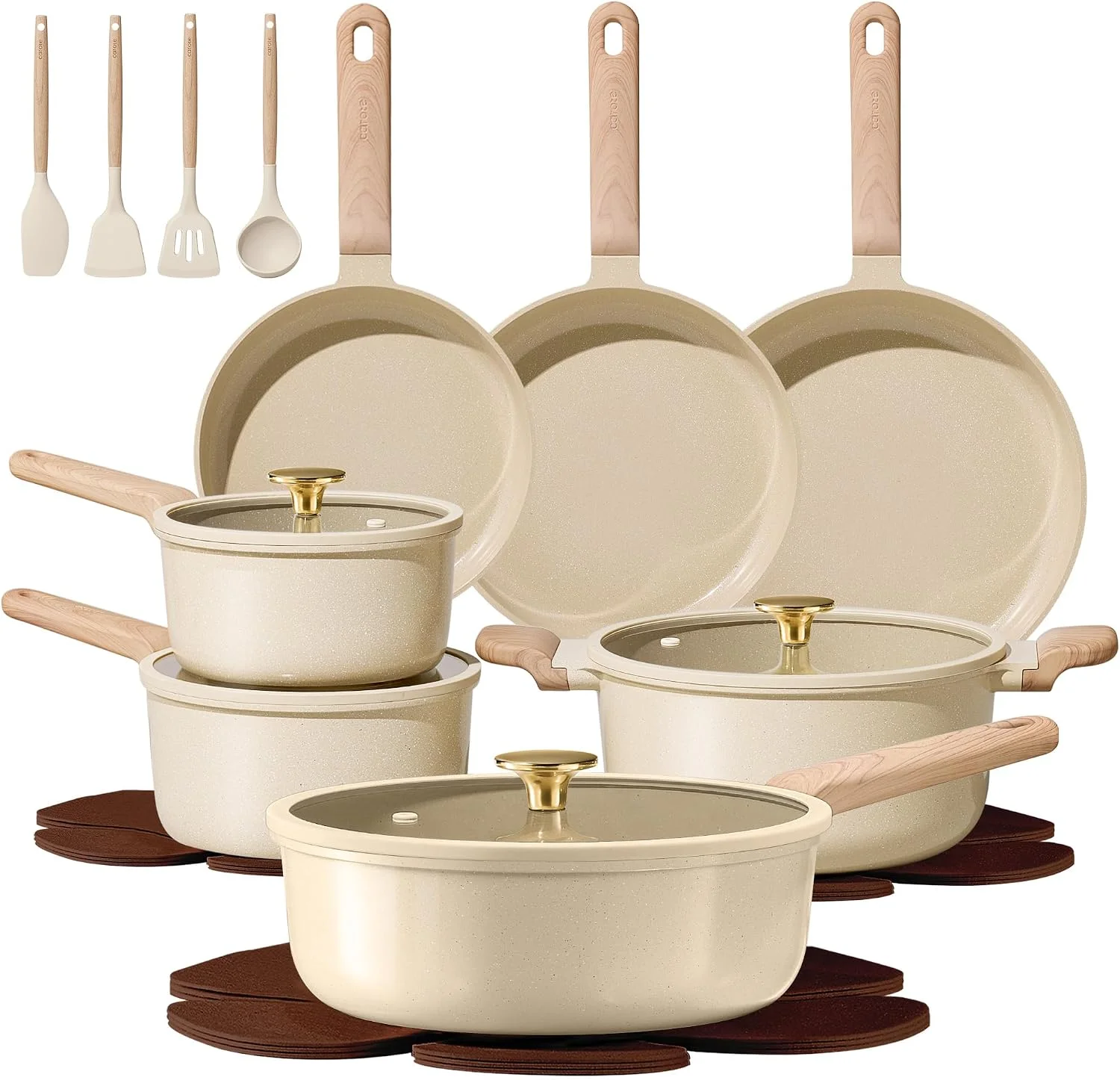 CAROTE Pots and Pans Set, Ceramic Cookware Set, 14pcs - Image 2