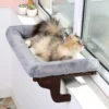 Cat Perch for Windowsill with Bolsters (Natural Wood/Gray, L)