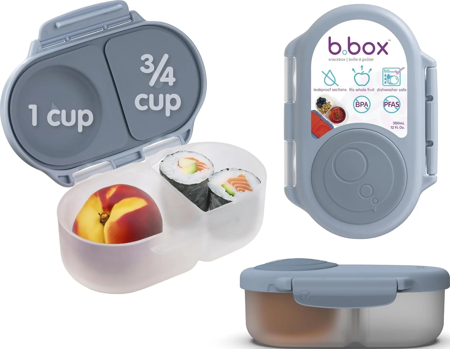 b.box Snack Box 2-Pack, Snack Containers for Kids, 1.75 Cup Kids Lunch Box - Image 4