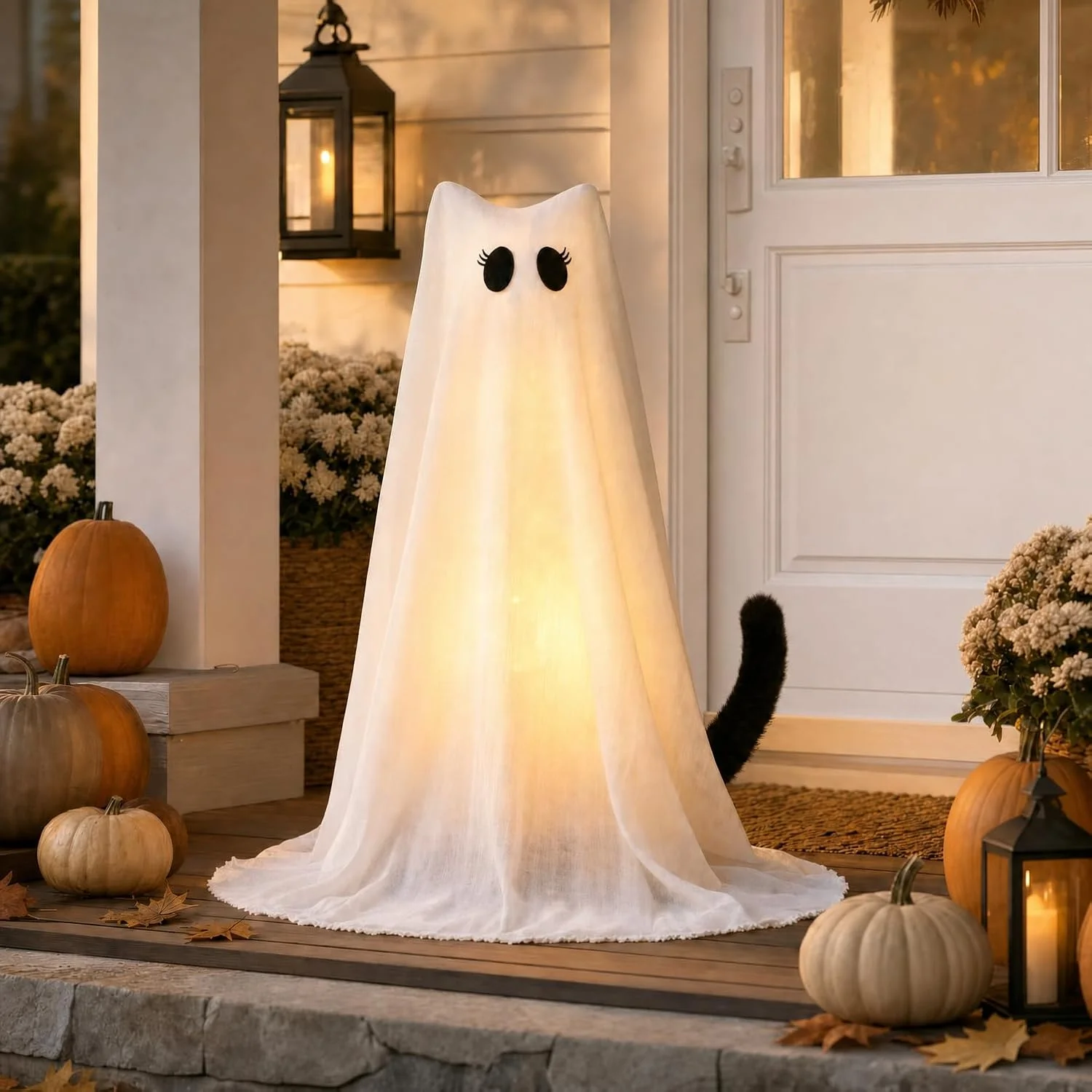 Decorations Outdoor, 3 Pack Hanging Light Up Ghosts on Brooms - Image 2