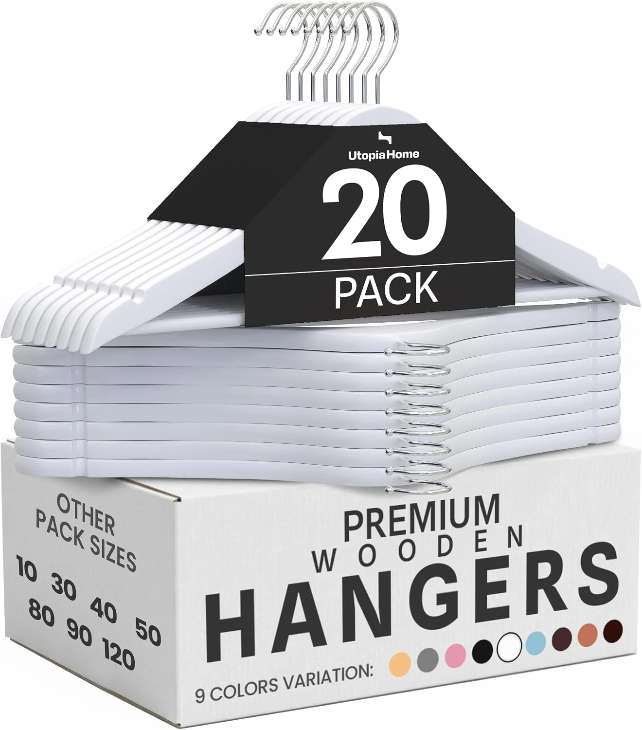 Utopia Home Wooden Hangers 20 Pack – Premium Natural Coat Hangers - Image 3