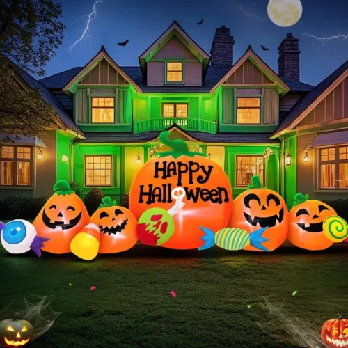 Alternative view of Halloween Inflatable Decorations Outdoor, Halloween Decoration Outdoor Inflatable Pumpkin Combo with LED Blow Up Inflatables for Holiday Garden Yard