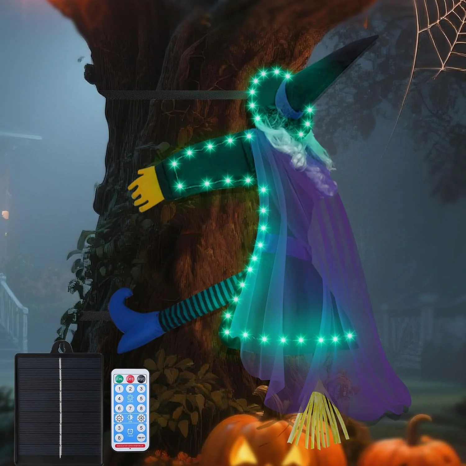 Halloween Decorations Outdoor, Solar Witch, Orange Purple - Image 3
