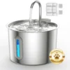 No More Dirty Corners! 2.2L/74oz Stainless Steel Cat Water Fountain with Bar‑Shaped Visual Window & Quadruple Filtration, Ultra Quiet Pump (<25dB) – 7‑Day Fresh Water for Indoor Cats, Small Pets-2+2