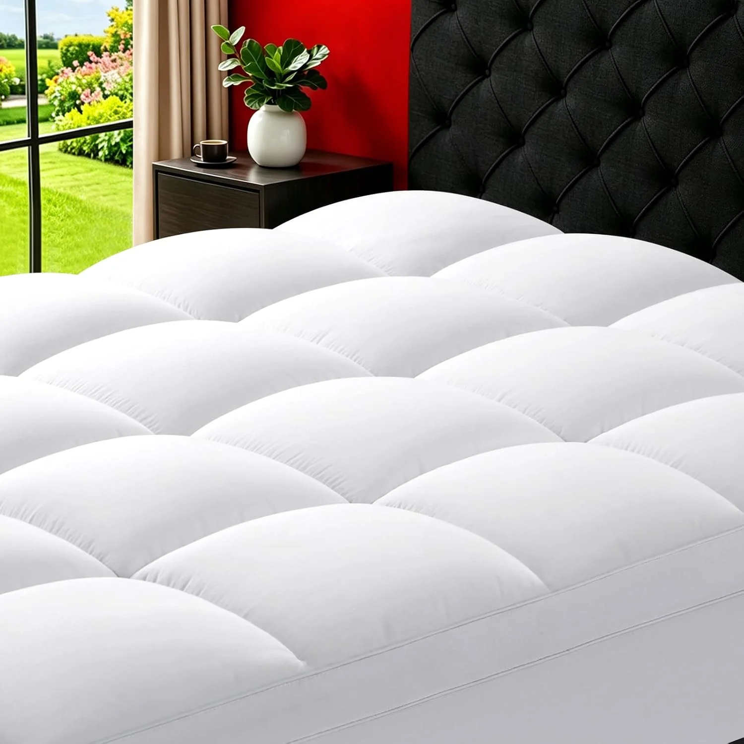 TEXARTIST Mattress Topper Double Size Thick Pillow Top Full Mattress Pad - Image 2