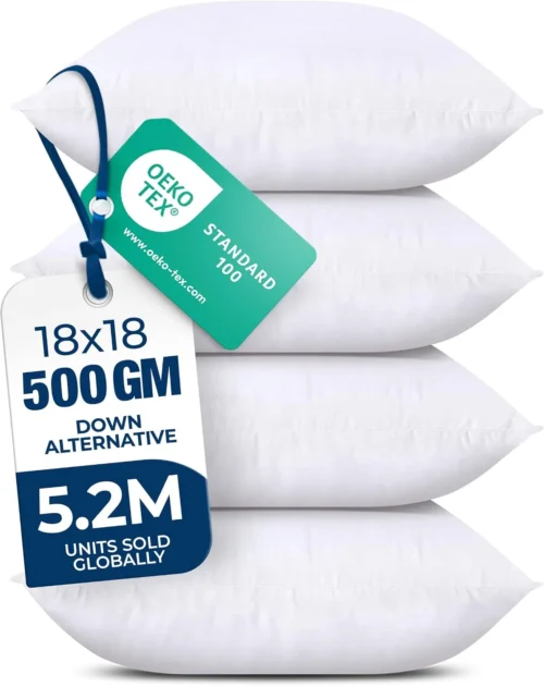 Alternative view of Utopia Bedding Throw Pillows (Set of 4, White) – 18 x 18 Inches Down Alternative Pillows for Bed, Sofa, and Couch - Fluffy Decorative Stuffer Pillow for Indoors & Outdoors