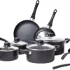 Amazon Basics Ceramic Non-Stick Cookware 8-Piece Set, Pots and Pans, Black