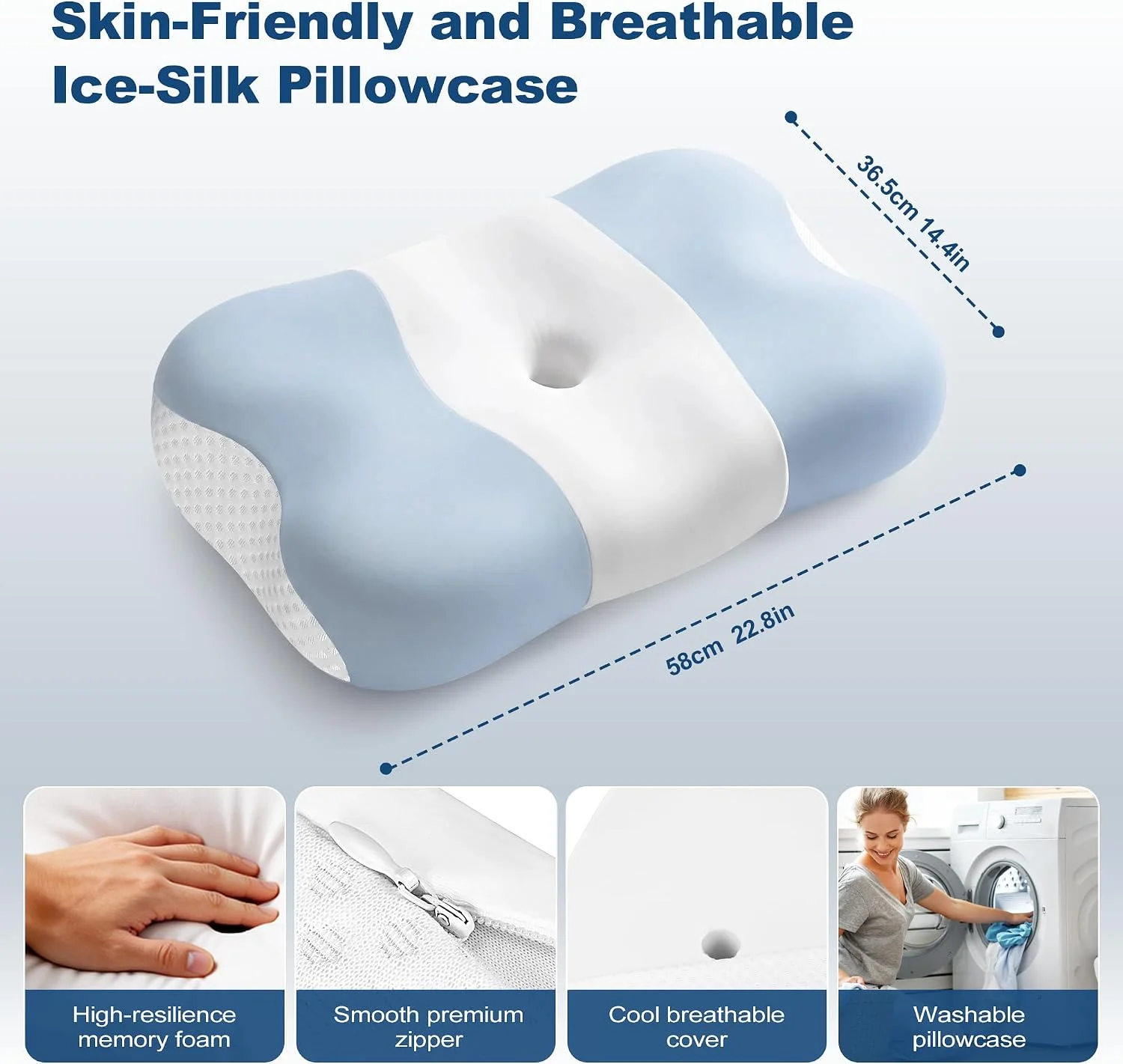 VYLEE Cooling Cervical Neck Pillow, Ergonomic Memory Foam Support Pillow - Image 3