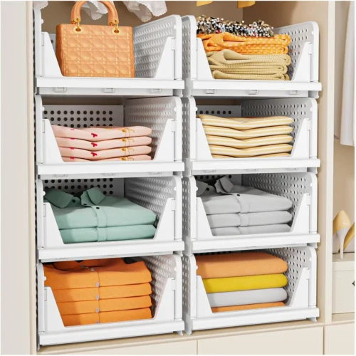 Alternative view of SNSLXH 5 Pack Stackable Closet Organizers and Storage,Closet Storage Basket