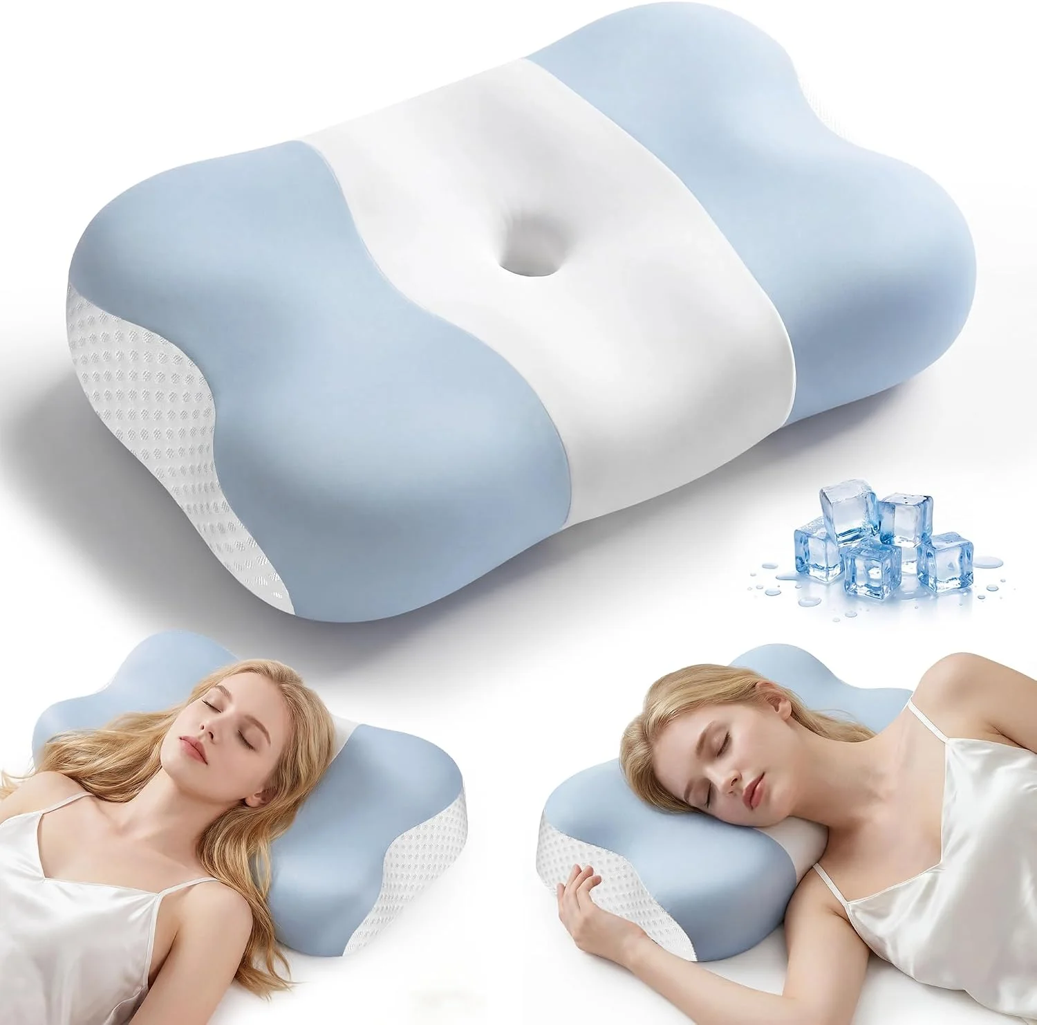 VYLEE Cooling Cervical Neck Pillow, Ergonomic Memory Foam Support Pillow