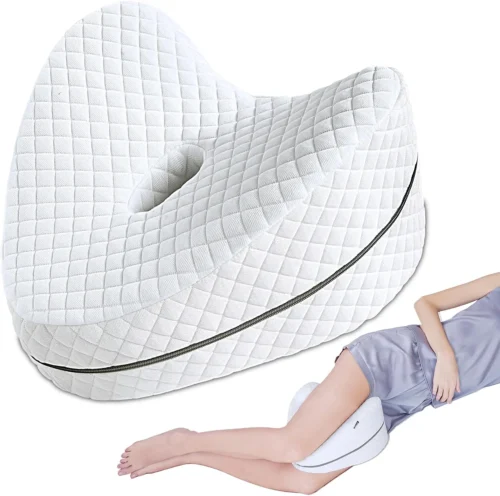 SAHEYER Knee Pillow, Soft Memory Foam Body Pillows, Heart Shape Hip Support Leg Pillow for Side Sleepers, Washable Cover Coussin Grossesse for Spine Alignment, Sciatica Reduce Pressure (White)