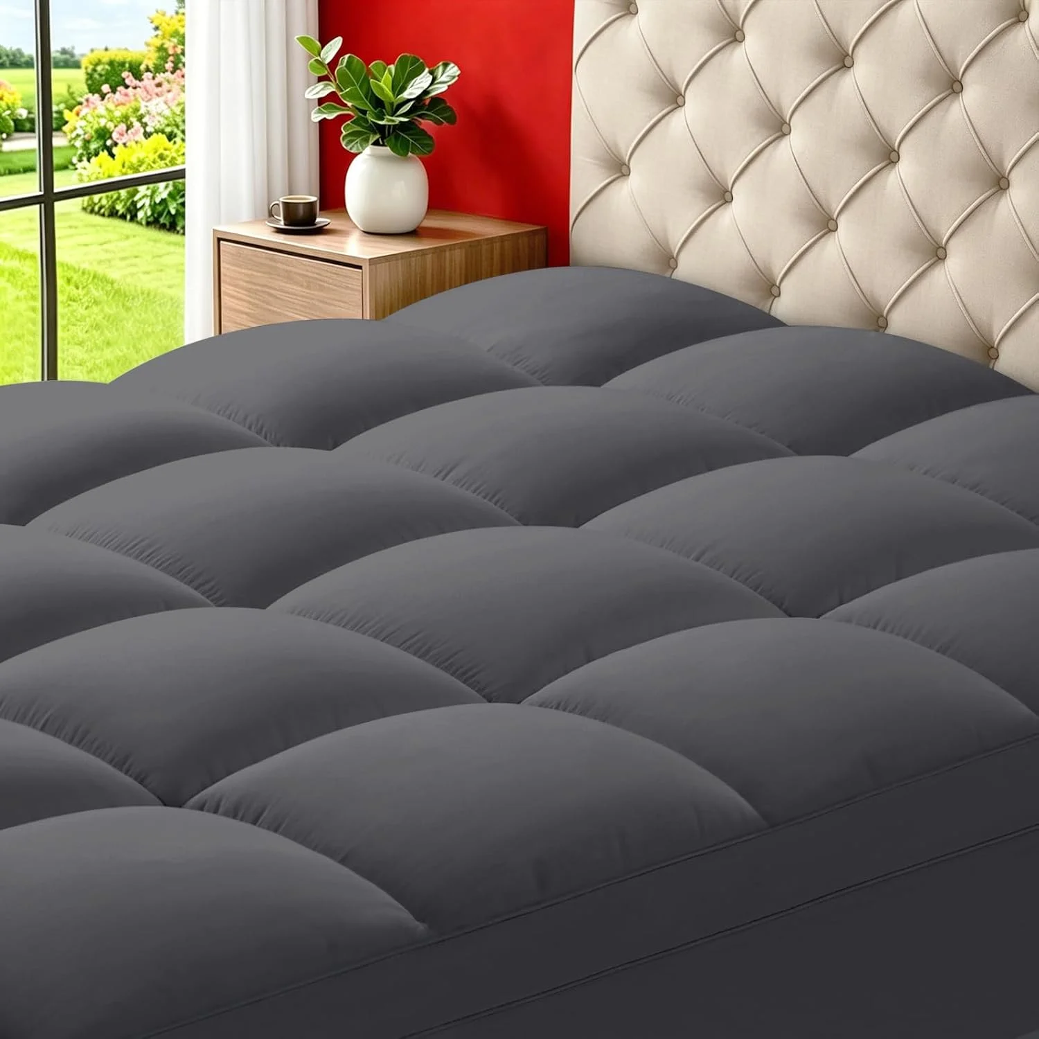 TEXARTIST Mattress Topper Double Size Thick Pillow Top Full Mattress Pad