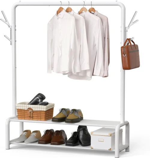Simple Houseware 52 W Freestanding Closet Garment Rack with Shelves, Black