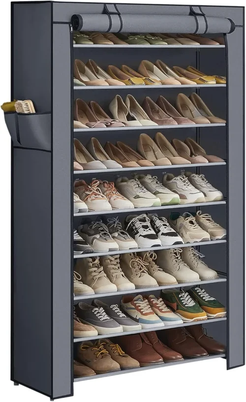 SONGMICS 10-Tier Shoe Rack, Shoe Storage Organizer Cabinet, Black URXJ36H