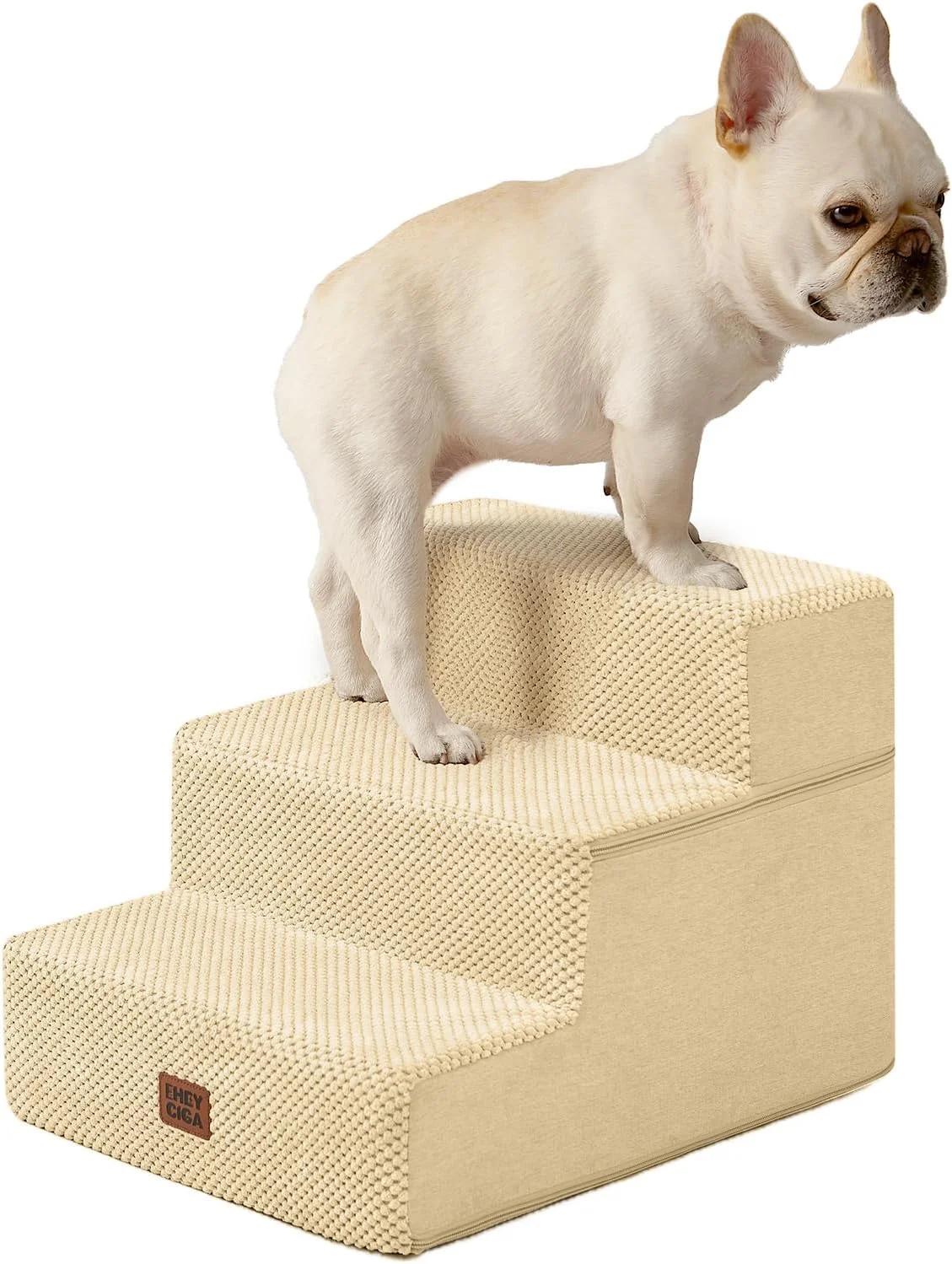 EHEYCIGA Dog Stairs for Small Dogs, 18 Inch H, 4 Steps for Beds, Grey