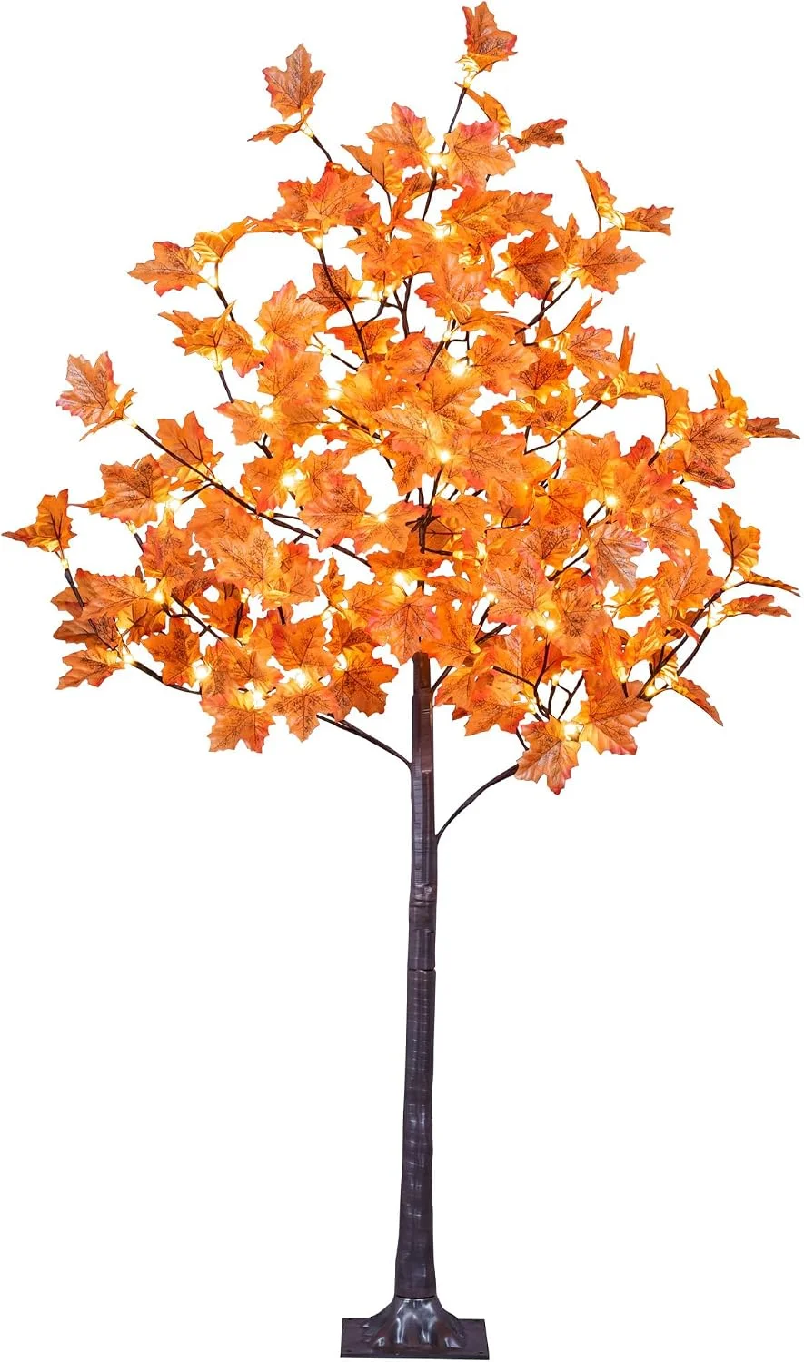 6FT 120LED Artificial Lighted Maple Tree Warm White Fall Decorations Indoor Ourdoor, Orange - Image 4