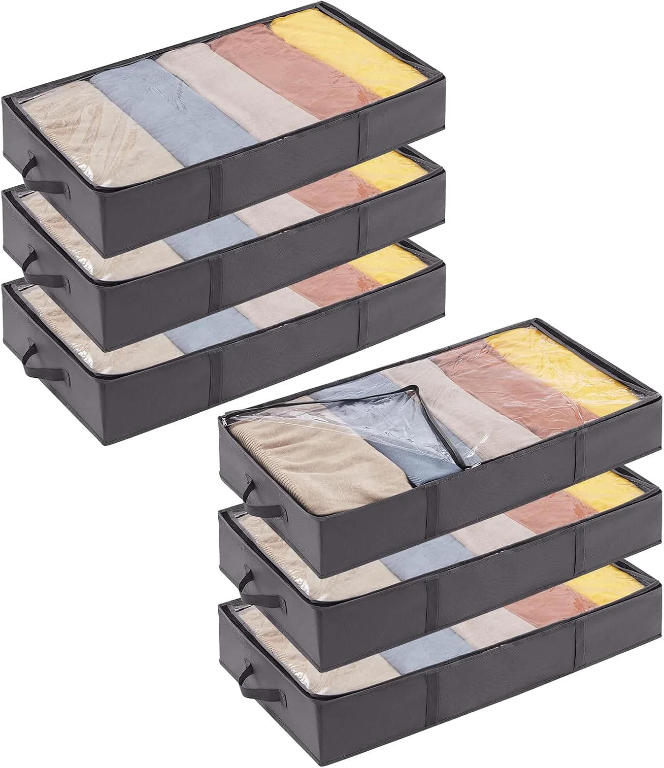 Lifewit 4 Pack 95L Under Bed Storage Bins, Foldable Closet Organizers and Storage Containers,Underbed Storage Bags with Reinforced Handle for Blanket,Clothing,Comforter, Sheets,Wrapping Paper, Grey - Image 3