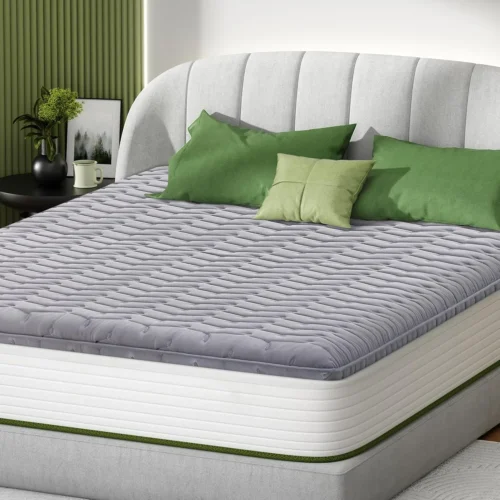 Alternative view of Premium Foam Mattress Topper Queen – Medium Firm Supportive Bed Topper for Pressure Relief, Hypoallergenic & Breathable Mattress Pad, Stain-Resistant Gray (Queen Size: 80×60 Inches)