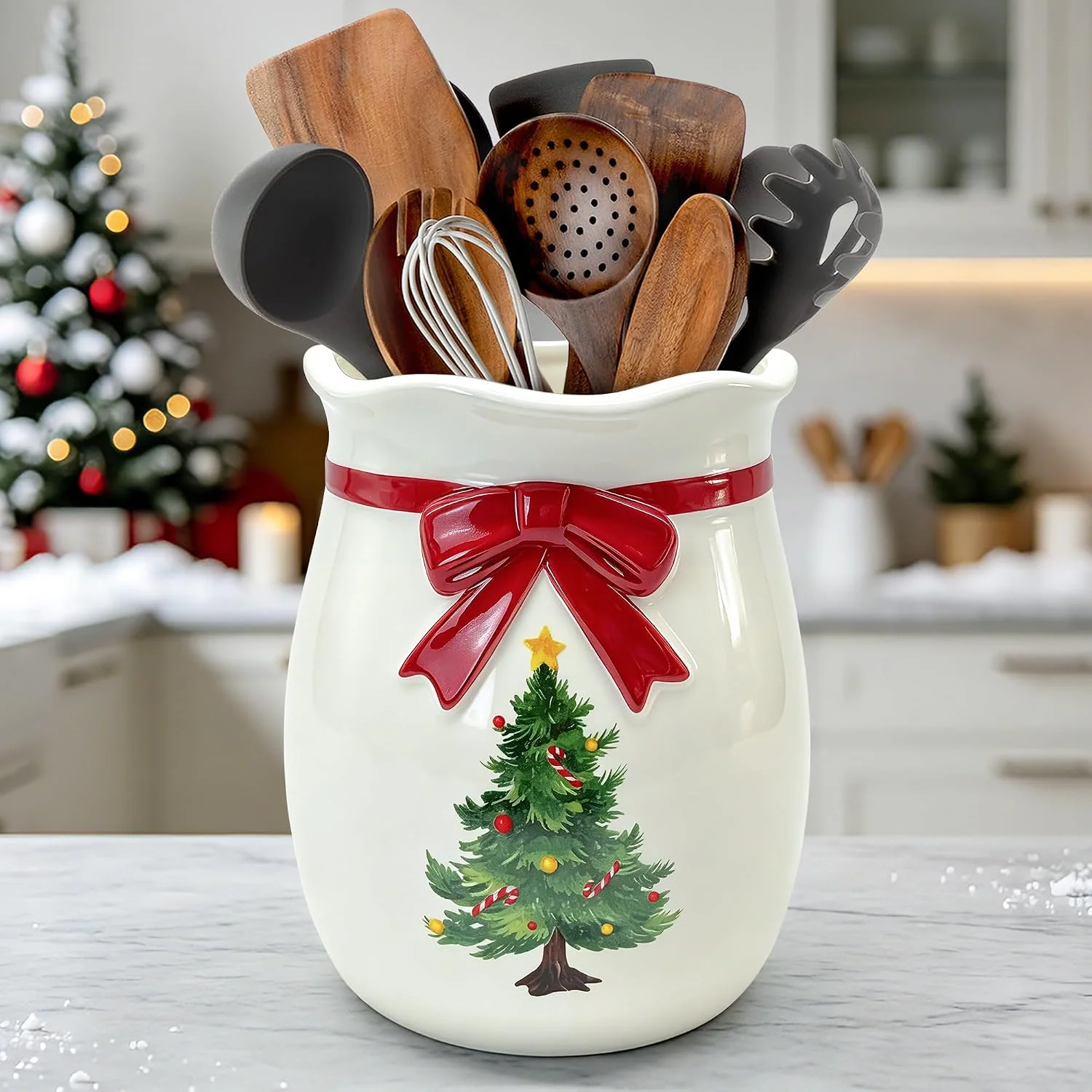 Halloween Kitchen Decor, Ceramic Halloween Ghost Utensil Holder - Image 2