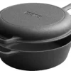 EDGING CASTING 2-in-1 Pre-Seasoned Cast Iron Dutch Oven Pot with Skillet Lid Cooking Pan, Cast Iron Skillet Cookware Pan Set with Dual Handles, Indoor Outdoor for Bread/Frying/Baking/Camping/BBQ, 5 Qt